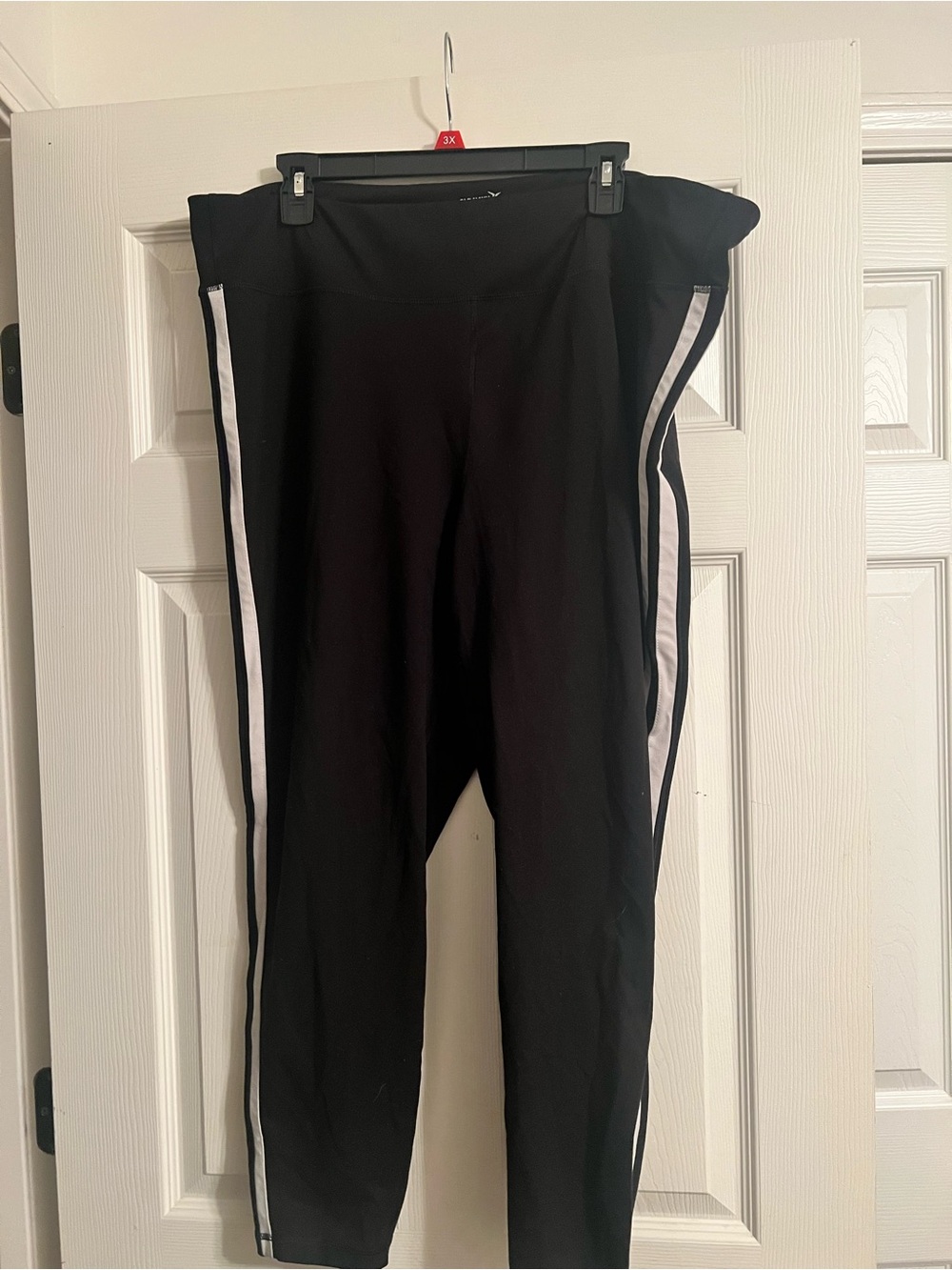 Old Navy Black Leggings with White Side Stripes